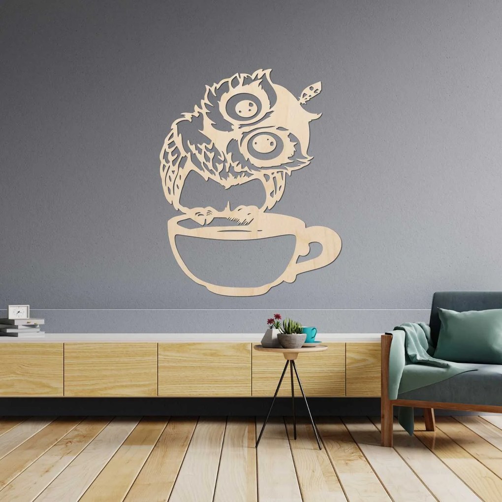 Roztomilý obraz na stenu sova v šálke | ROZALKA: Preglejka Topoľ - Honey 3071 40 x 50 cm 4116-79775 PR0438