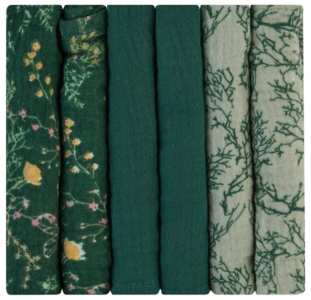 Plienky mušelínové 30x30 cm 6ks Secret Garden Green