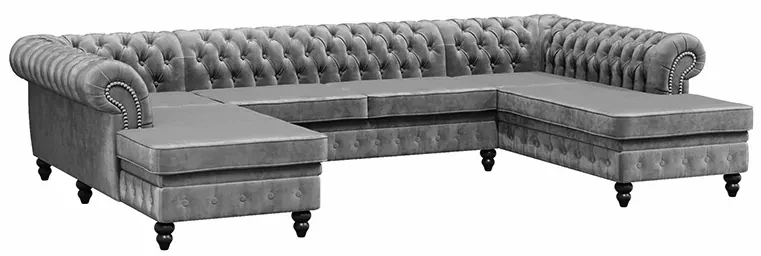PROXIMA.store - Luxusná sedačka CHESTERFIELD LONG U FARBA NÔH: čierna, DRUH LÁTKY: TORRE - 17, FARBA OZDOBNÝCH ŠPENDLÍKOV: barok
