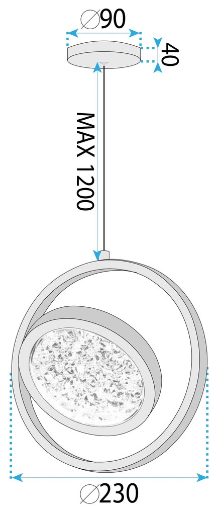 Toolight Toolight, krištáľové závesné svietidlo 8W, 3000K, 500lm, LHJ106-1CP, ružové zlato, OSW-50070