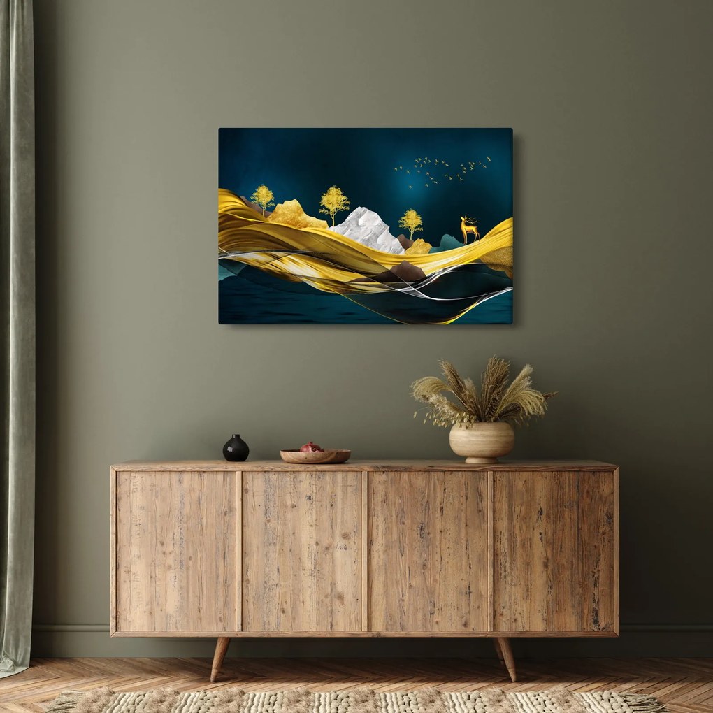 Obraz - Jeleň v krajine (90x60 cm)