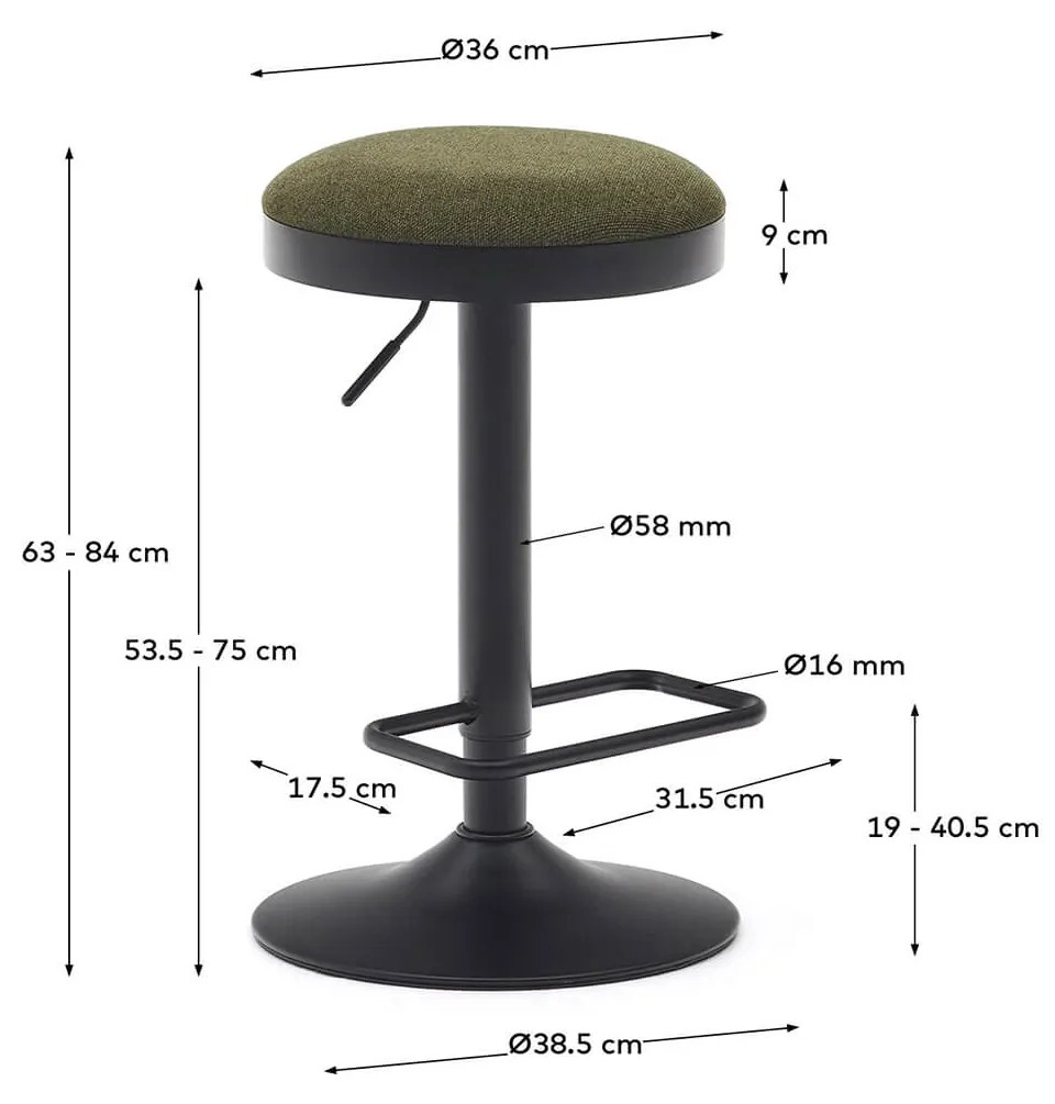 Barová stolička biza 80 cm zelená MUZZA