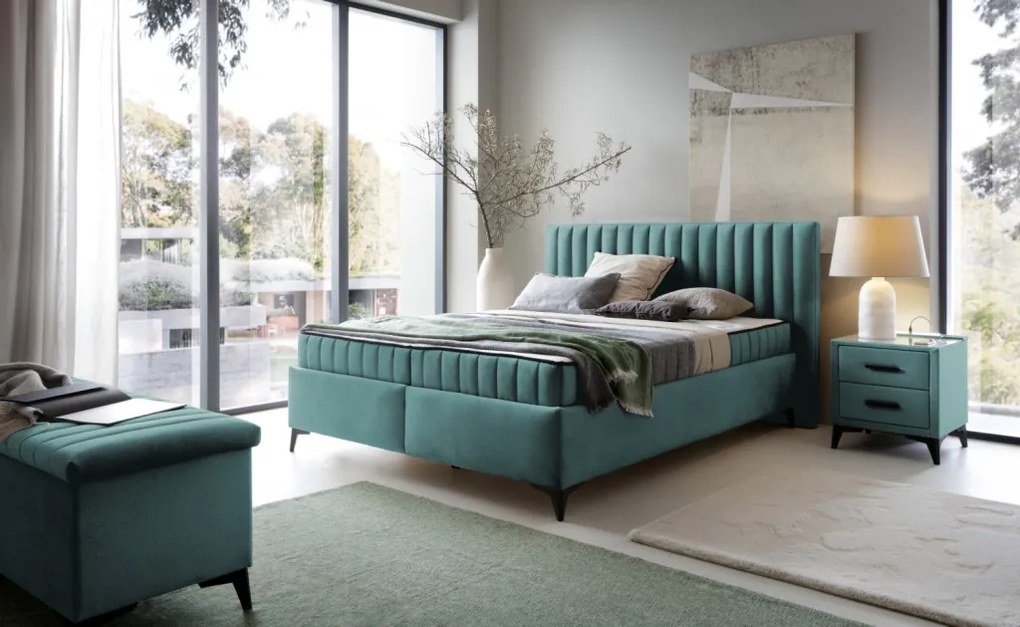 Posteĺ Joy 160x200 cm, modrozelená aqua látka