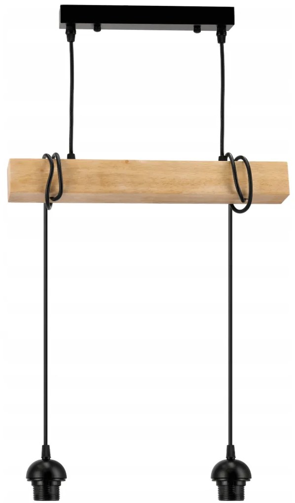 BERGE LED závesné stropné svietidlo, drevený trám, 2xE27, Luster Milk Cube