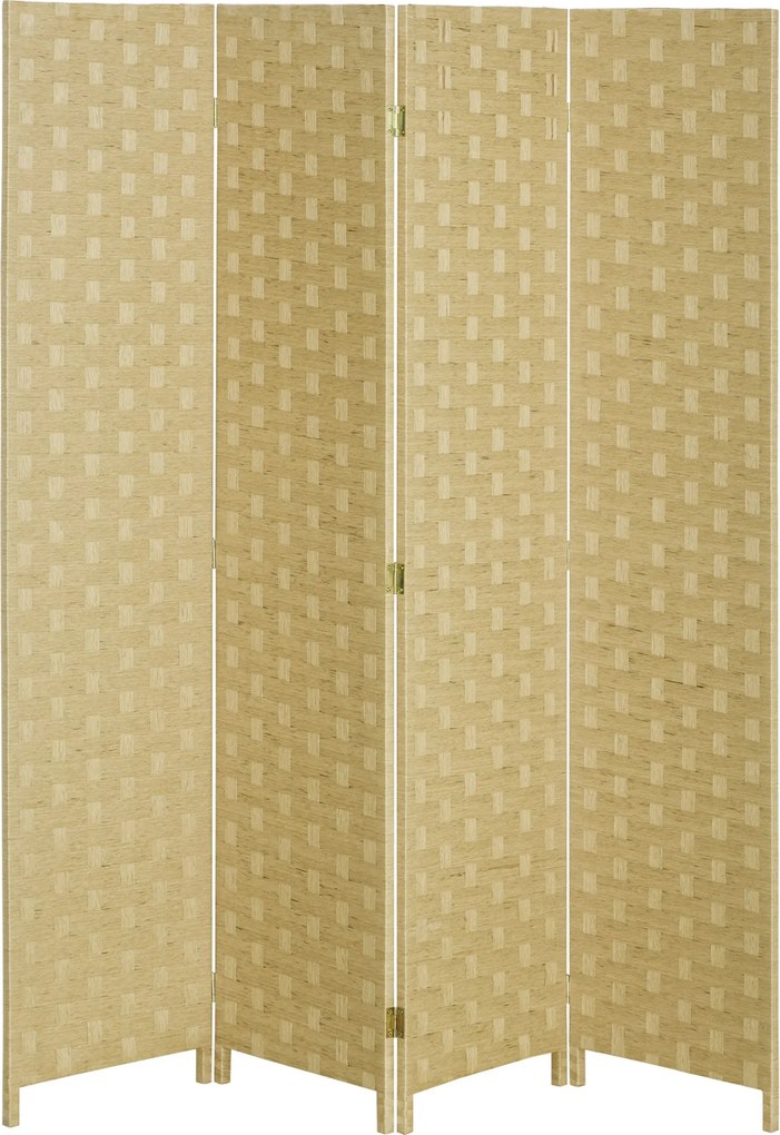 HOMCOM 4-panelový rozdeľovač priestoru 159,5x169,5 cm Skladací separator s dekoráciou z papierového lana pre spálňu a obývaciu izbu Hnedá | Aosom