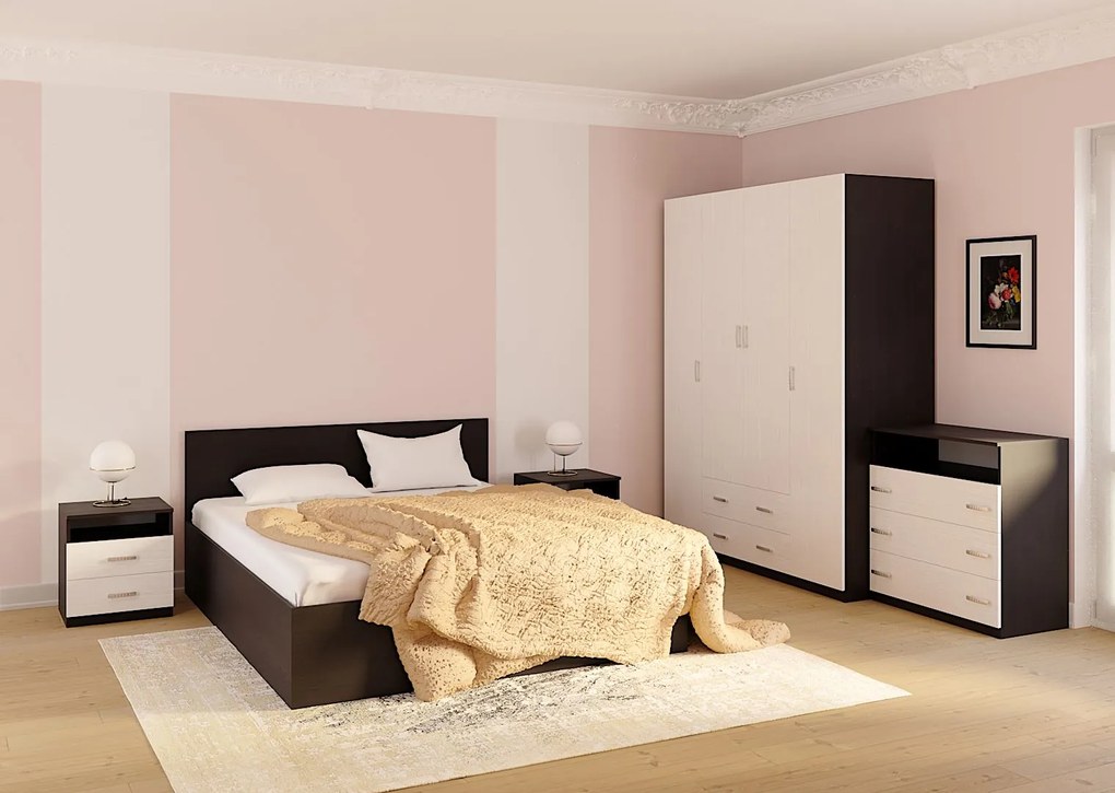 Nočný stolík STANA, biele drevo-wenge