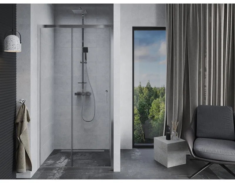 Mexen Apia, posuvné dvere do otvoru 100 x 190 cm, 6mm číre sklo, chrómový profil, 845-100-000-01-00