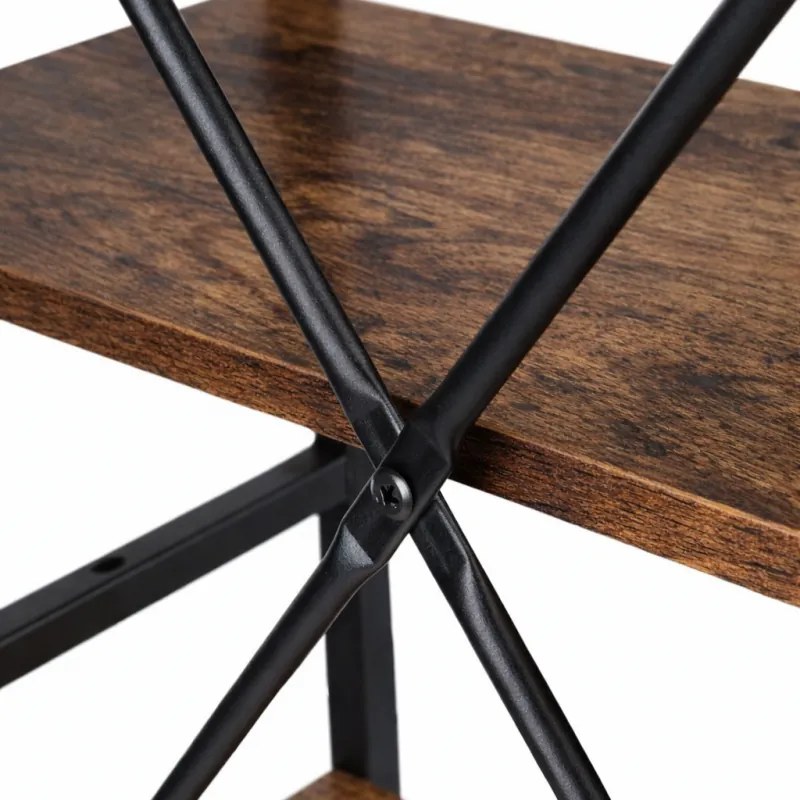 Vintino LOFTIS 4-úrovňový regál 147x60x35 cm čierno-hnedý