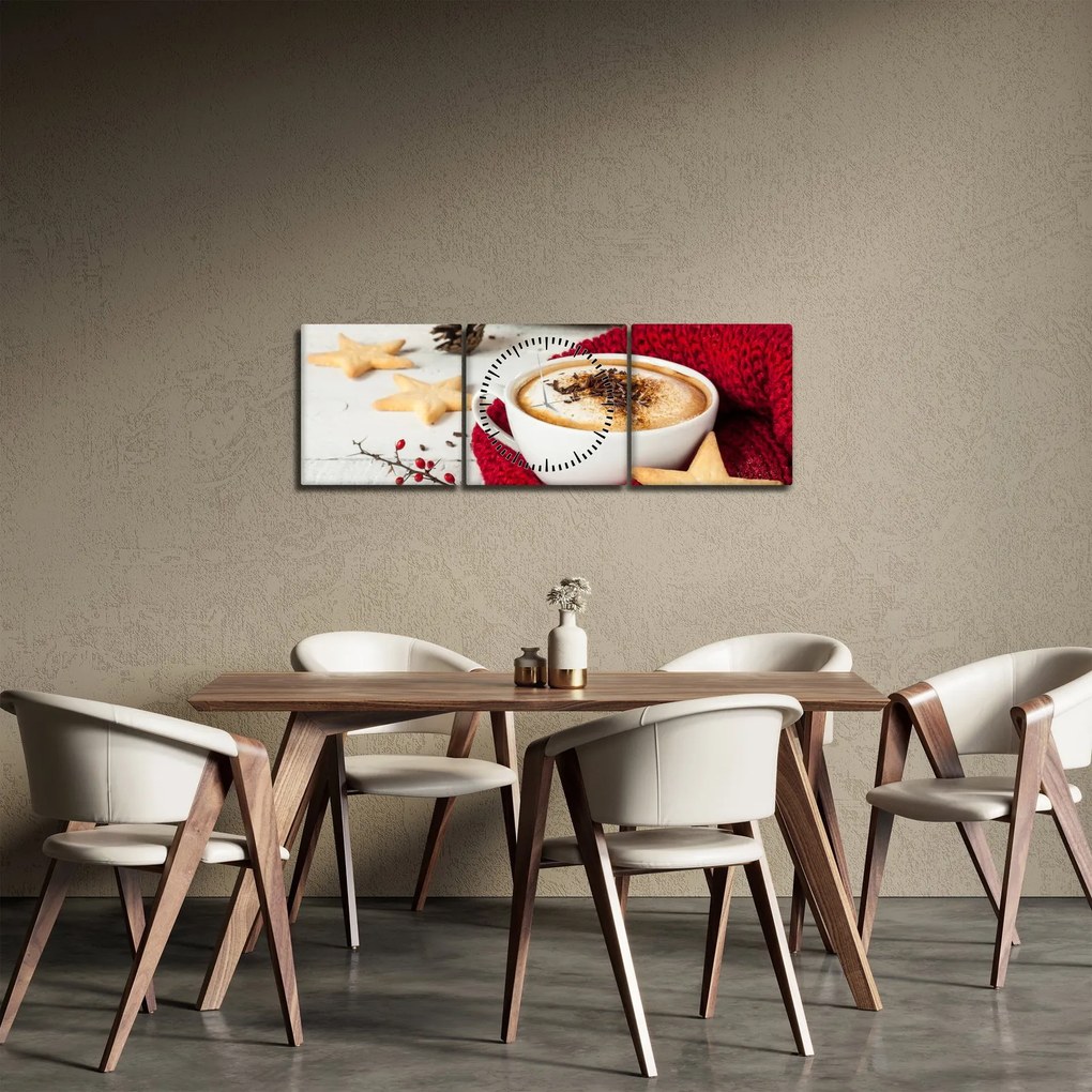 Obraz - Cappuccino (s hodinami) (90x30 cm)