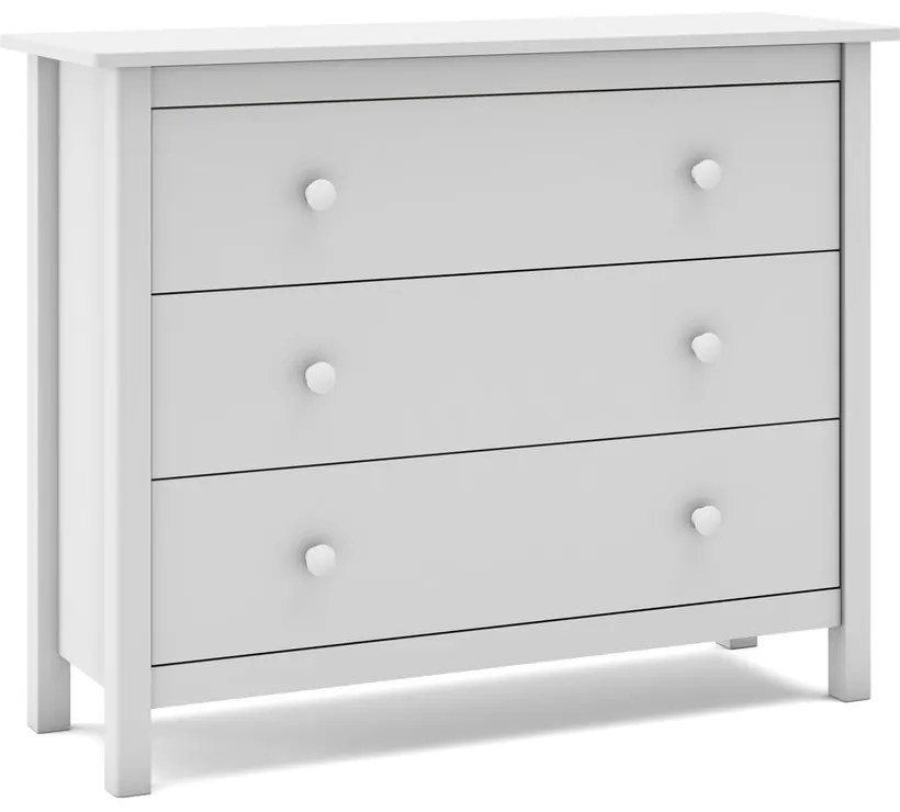 Biela nízka detská komoda z borovicového dreva 100x80 cm Max – Marckeric