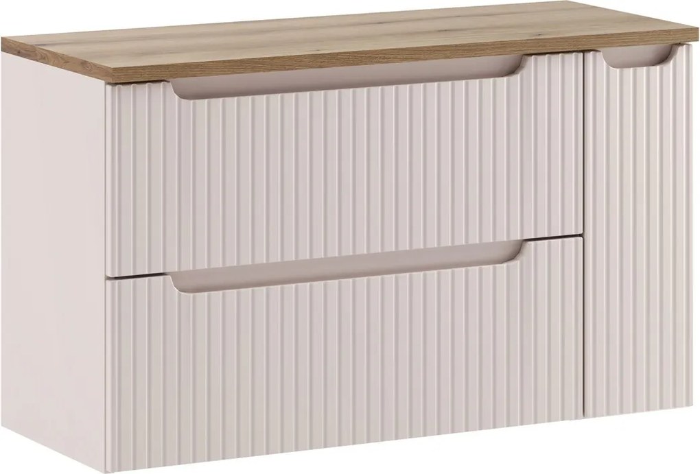 Závesná skrinka pod umývadlo Nova Cashmere s doskou 100 cm kašmírová/dub evoke