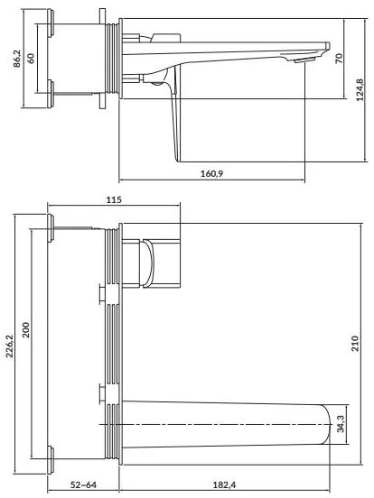 Cersanit S951-386-Umývadlová batéria na podomietkovú inštaláciu LARGA lesk.chrom