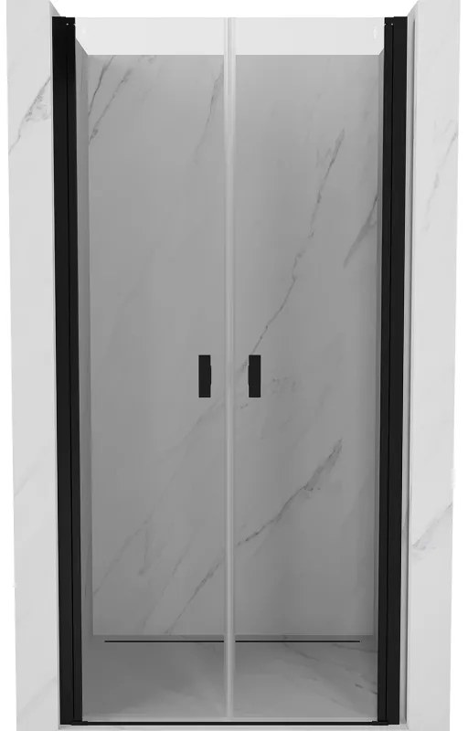 Mexen MIST, 2-krídlové sprchové dvere (d+d) 85x200 cm, 6mm číre sklo, čierny profil, 8A7-085-000-70-00