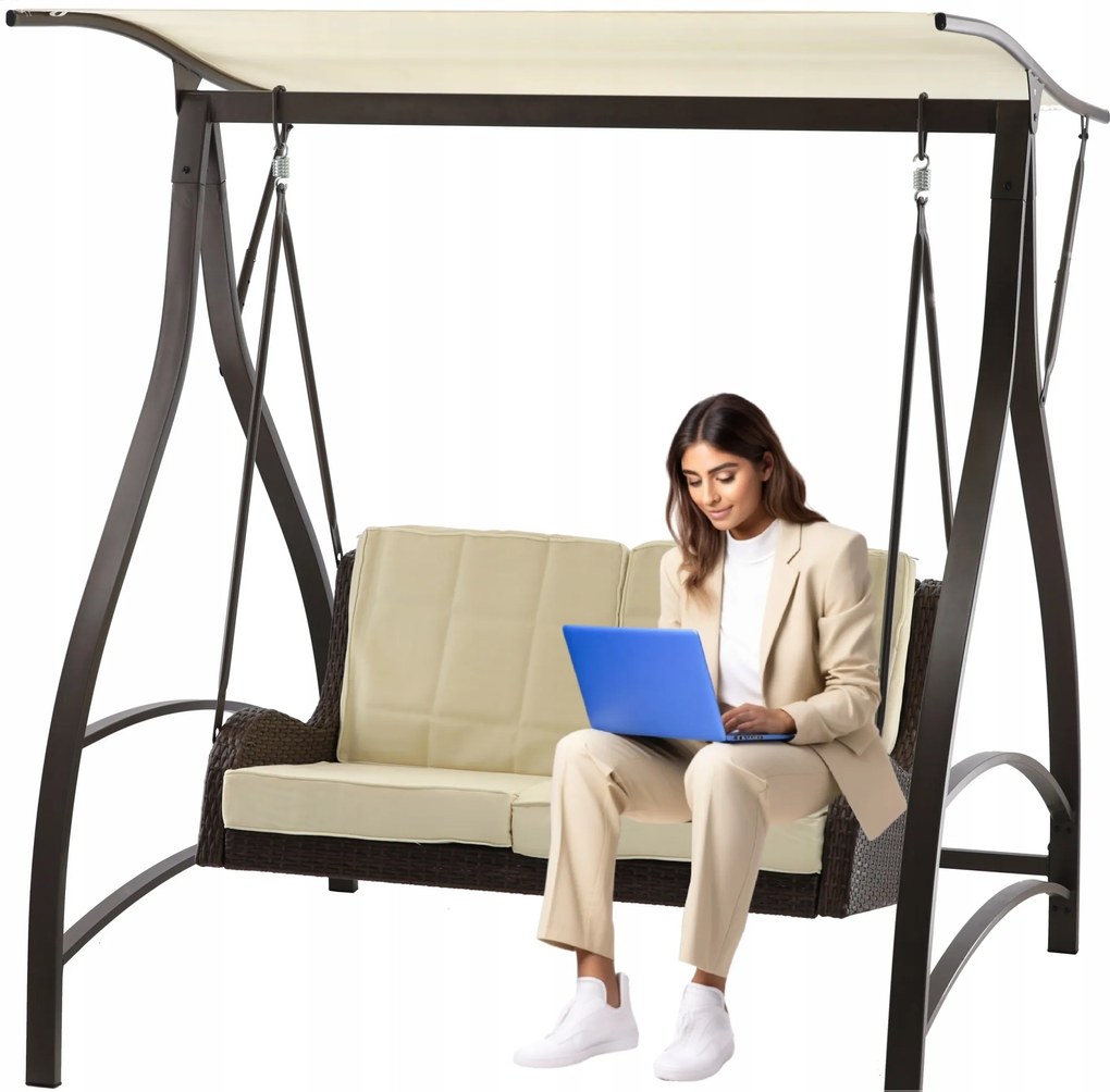 Záhradná hojdačka TEODOR 166 cm hnedo-béžová