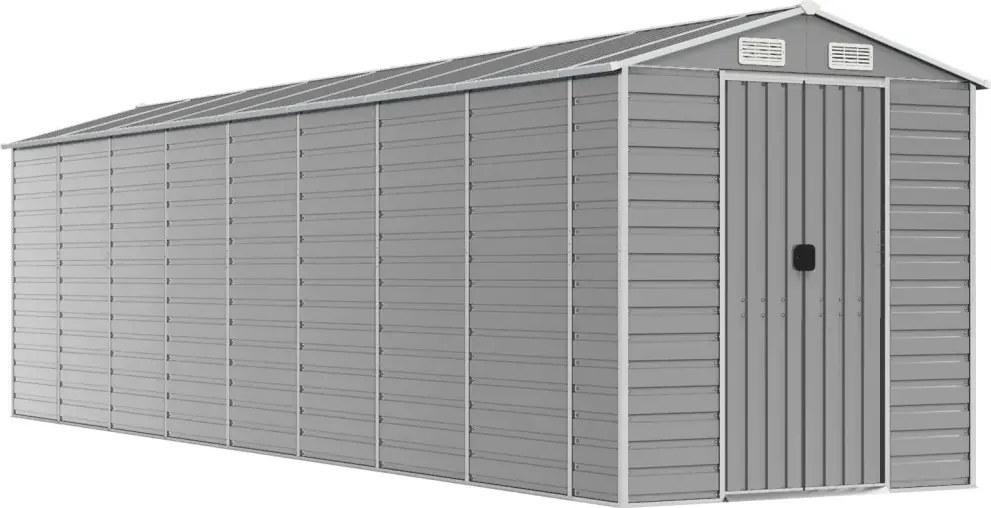 vidaXL Záhradná kôlňa, svetlosivá, 191x810x198 cm, galvanizovaná oceľ