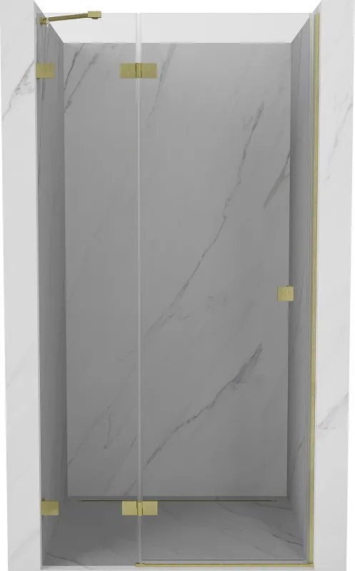 Mexen Lunar, ľavé otočné sprchové dvere 120 cm, 8mm číre sklo, zlatý matný profil, 834-120-000-55-00-L