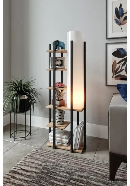 Stojacia lampa s poličkami MODA DOR 1xE27/40W/230V čierna/hnedá