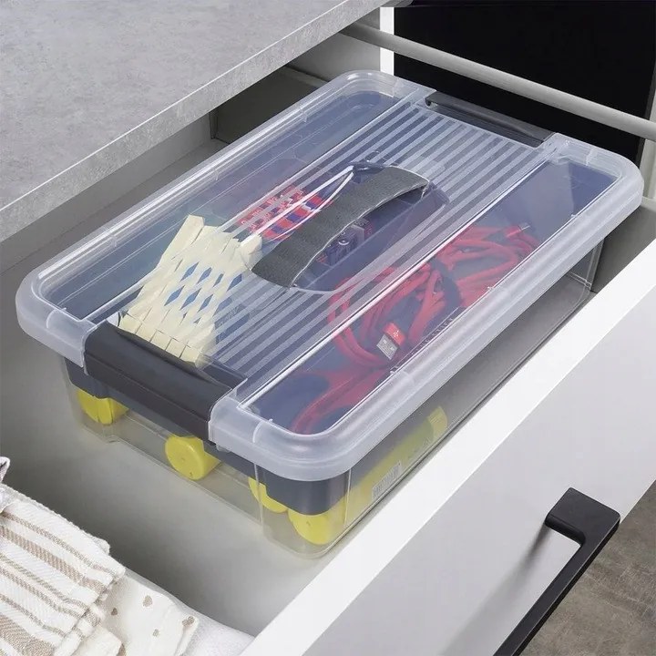 Organizér, úložný box 2v1, multifunkčný, sivý STORMAX - 6l, 35 x 23 x 11 cm