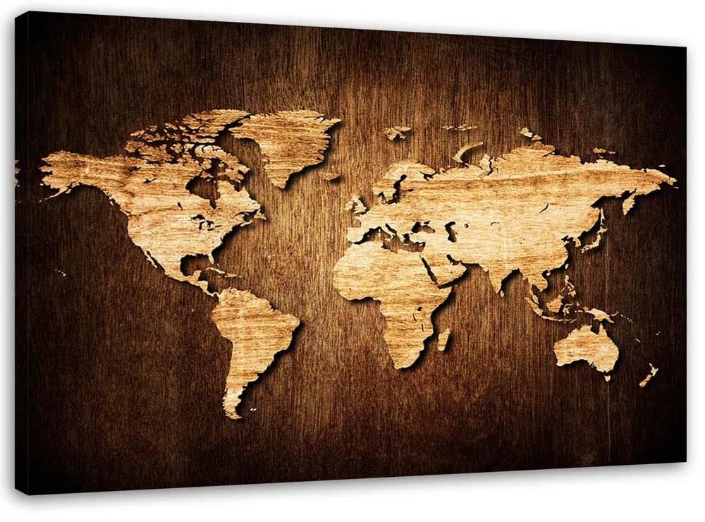 Gario Obraz na plátne Drevená mapa sveta Rozmery: 60 x 40 cm