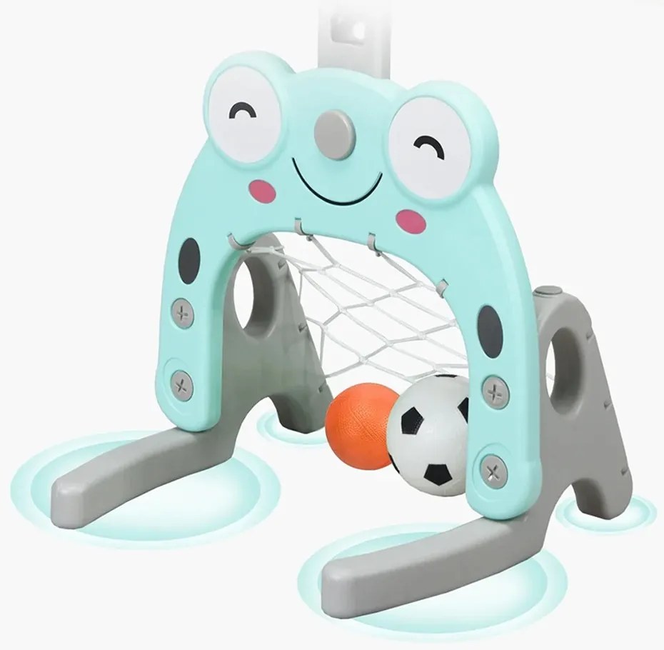 3-v-1 Nastaviteľný Basketbalový Kôš s Hádzacími Prstencami, Modrý