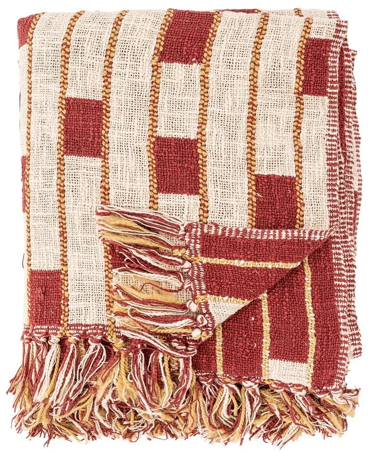 Červená/béžová deka s prímesou bavlny 130x160 cm Cang – Bloomingville