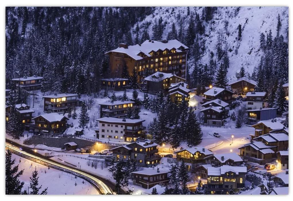 Obraz - horské zimné mestečko (90x60 cm)