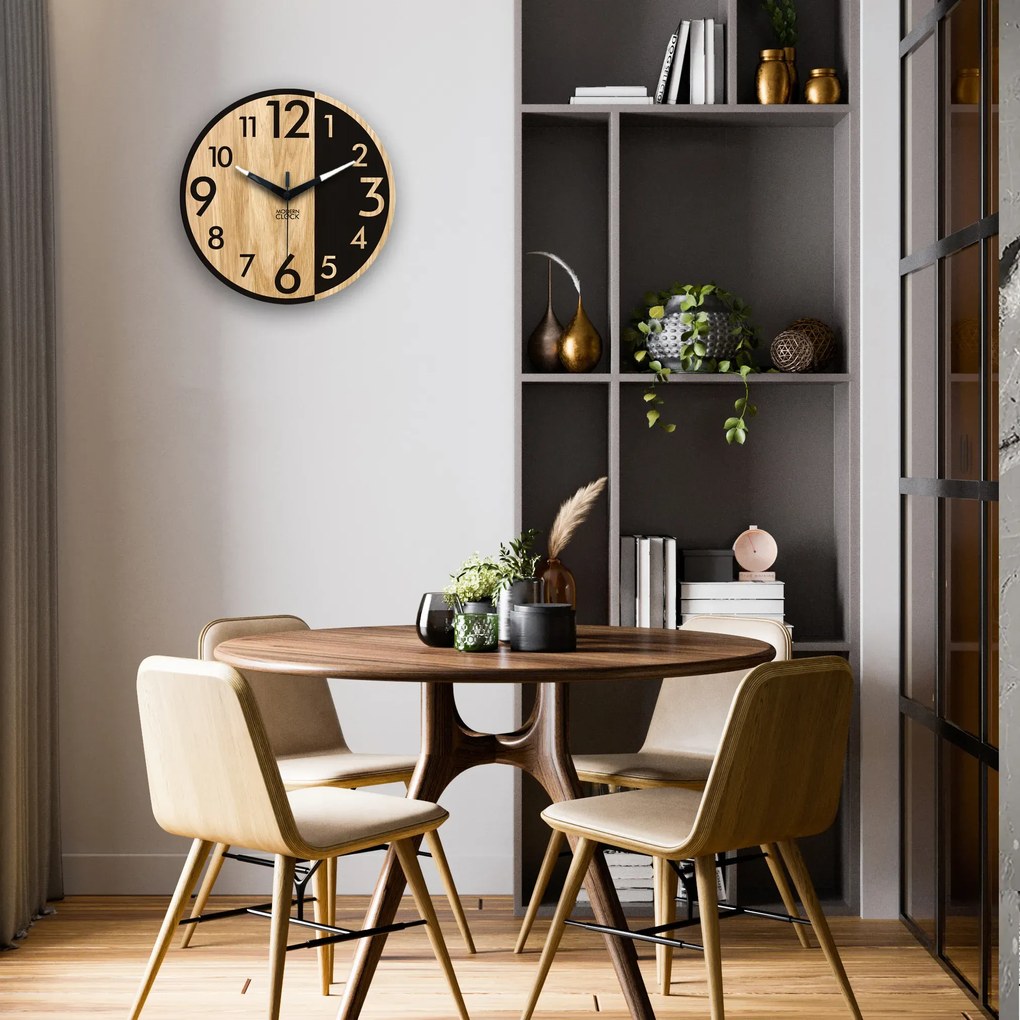 Dřevěné nástěnné hodiny Alfred 33 cm dub přírodní/černé
