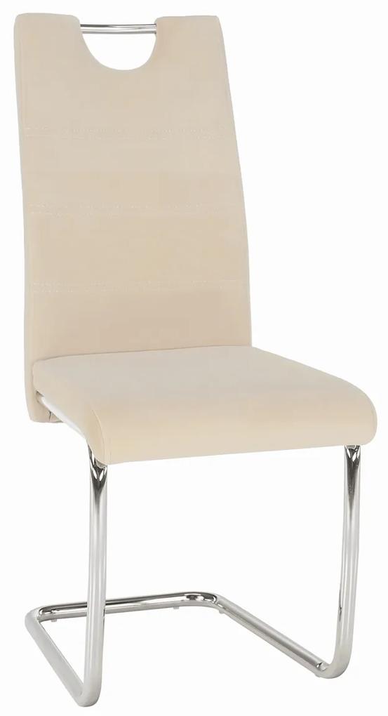 Jedálenská stolička Abira New - béžová (Velvet) / chróm