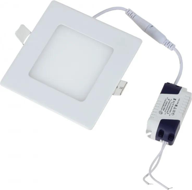Hranatý zapustený LED panel 6W studená biela