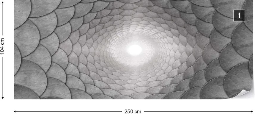 Fototapeta GLIX - 3D Grey Spiral + lepidlo ZADARMO Vliesová tapeta  - 250x104 cm