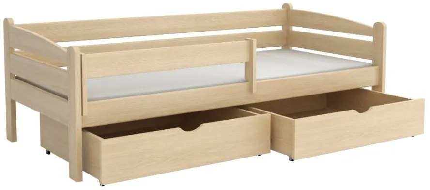 Detská posteľ z masívu borovice ZORA so šuplíkmi - 200x90 cm - PRÍRODNÁ BOROVICA
