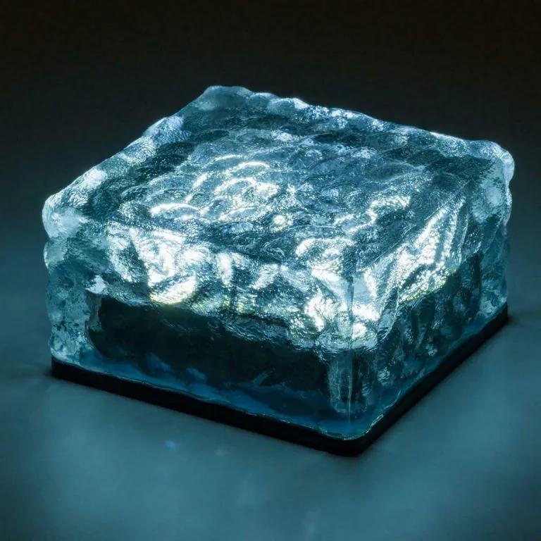 Vonkajšie solárne osvetlenie - sklenená kocka - biela 9,5 x 9,5 x 4,5 cm