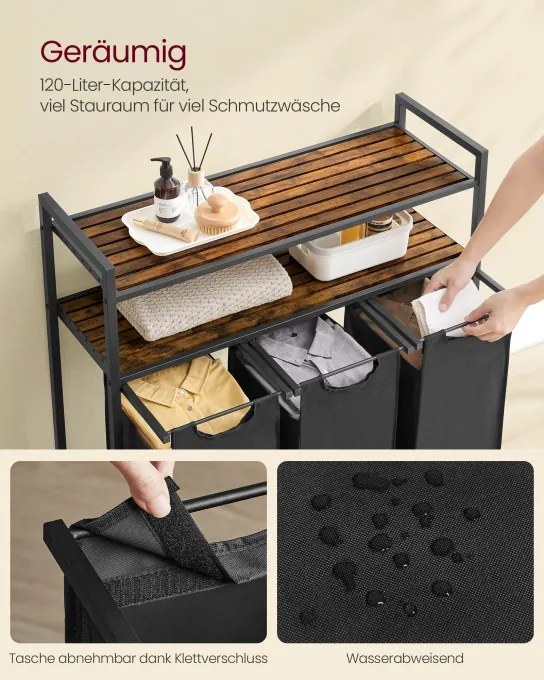 Kôš na bielizeň s 3 priehradkami BLH213B01