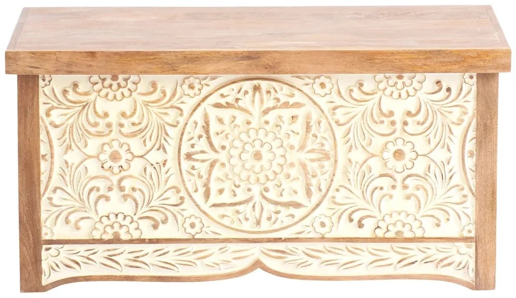 furniture-nabytek.cz - Masívna truhlica Delhi z mangového dreva, hnedá – 88×88×44 cm