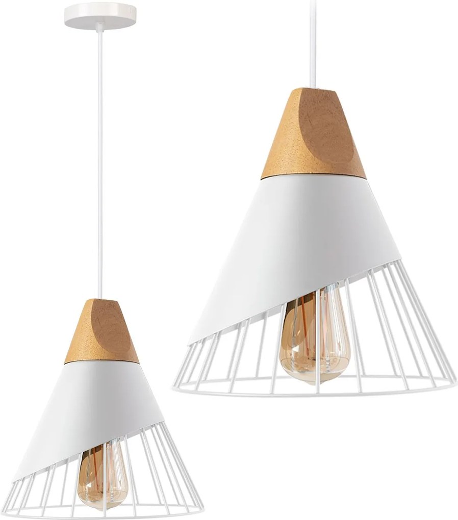 Toolight Toolight, závesná stropná lampa 1xE27 APP226-1CP, biela-hnedá, OSW-00893