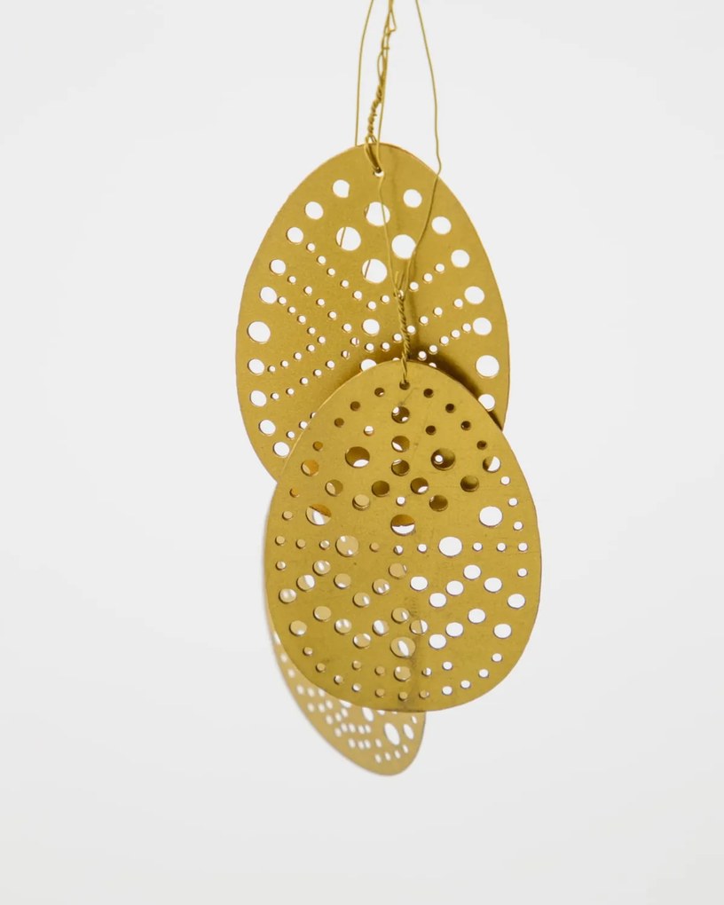 House Doctor Velkonočná dekorácia Egg Cut Gold – sada 3 ks