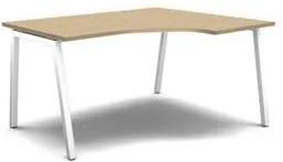 Ergo kancelársky stôl MOON A, 140 x 120 x 74 cm, pravé vyhotovenie, biely/biely