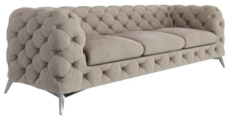 Sivobéžová zamatová pohovka 243 cm Chelsea – Ropez