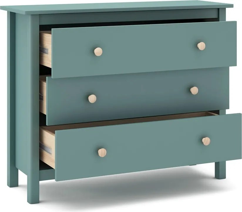 Nízka detská komoda z borovicového dreva v petrolejovej farbe 100x80 cm Max – Marckeric