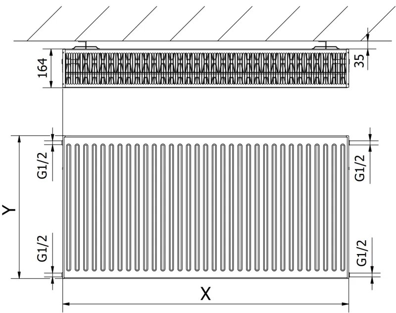 Mexen, Panelový radiátor Mexen C33 500 x 900 mm, bočné pripojenie, 1819 W, biely - W433-050-090-00