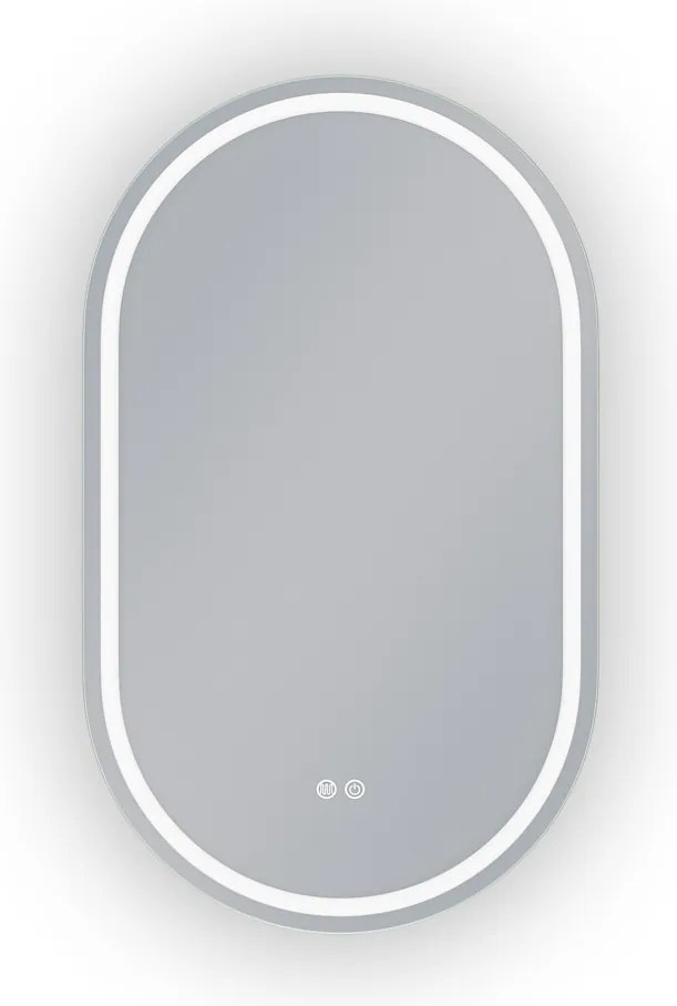 Erga Lyra, oválne LED zrkadlo 60x100cm, 3 farby svetla, predné a zadné osvetlenie, vyhrievacia podložka proti zapareniu, ERG-V01-Lyra-6010-CL