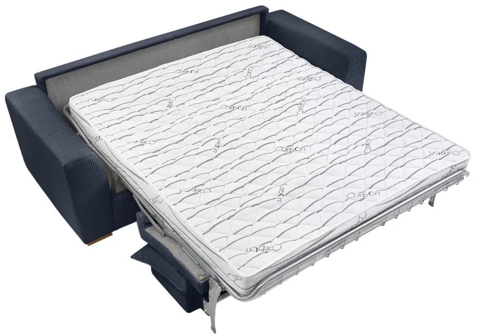 Tmavomodrá menčestrová rozkladacia pohovka 225 cm Augustin – Bobochic Paris