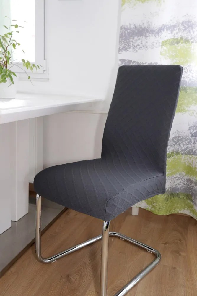 Home Elements Poťah na stoličku, tmavo sivý Množstvo: 4 ks