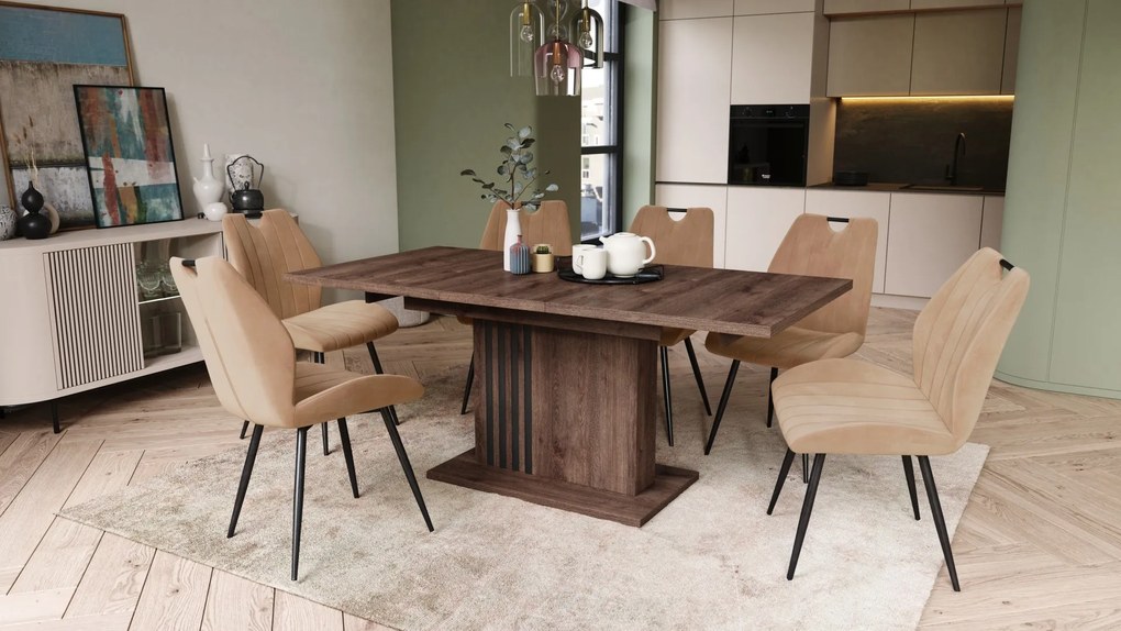 LEONEL Hnedý dub – MODERNÝ ROZKLADACÍ STÔL AŽ DO 180 cm!