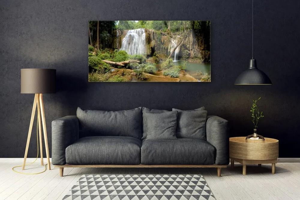 Obraz na akrylátovom skle Vodopád rieka les príroda 120x60 cm
