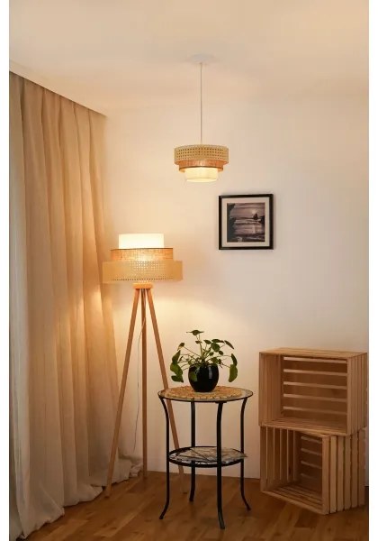 Brilagi - Luster na lanku CEDAR LUNETA 1xE27/15W/230V pr. 25 ratan/hnedá/krémová