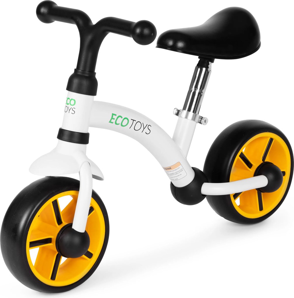 ECOTOYS detské odrážadlo s EVA kolesami, nastav. sedadlo 33–41 cm, biele, blokáda riadenia