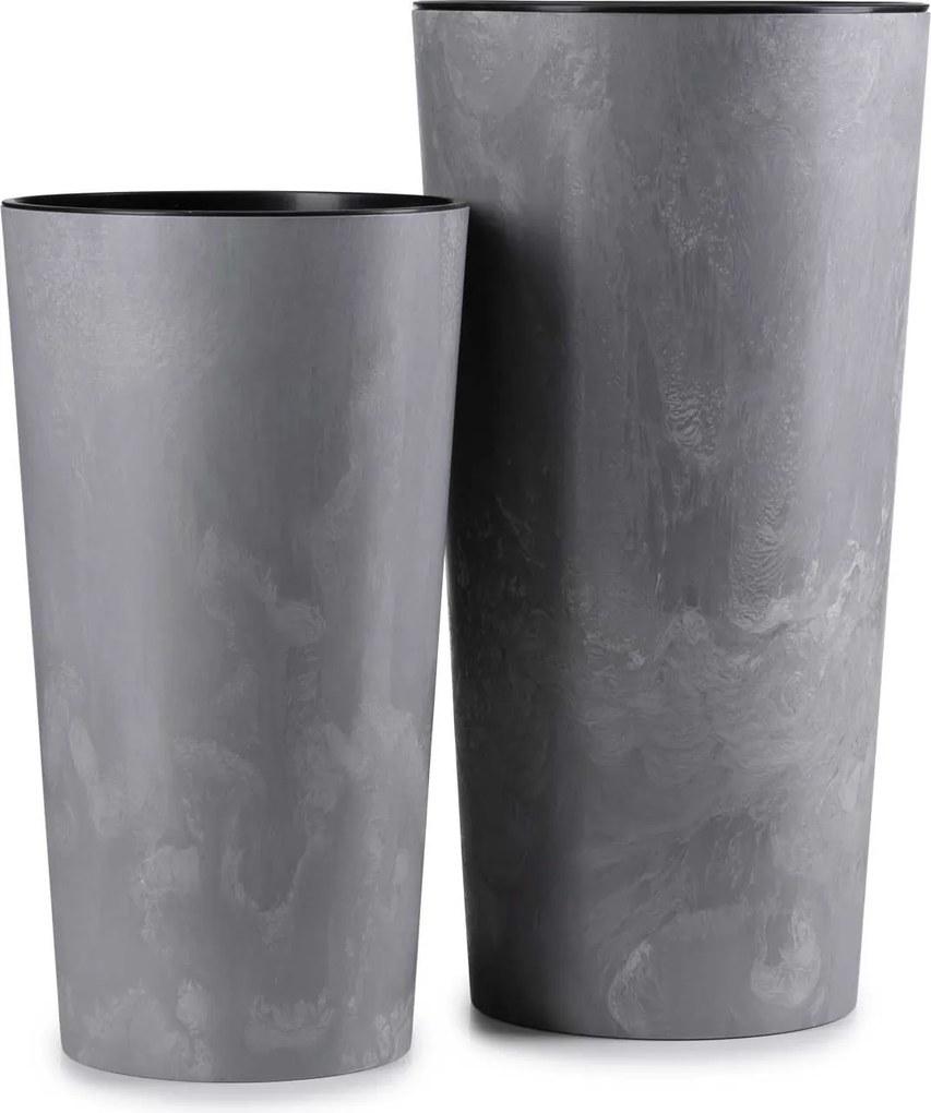 PLASTOVÝ KVETINÁČ URBANIKA SADA 2KS 57X30 CM+46,6X25,5 CM IMITÁCIA BETÓNU SIVÁ