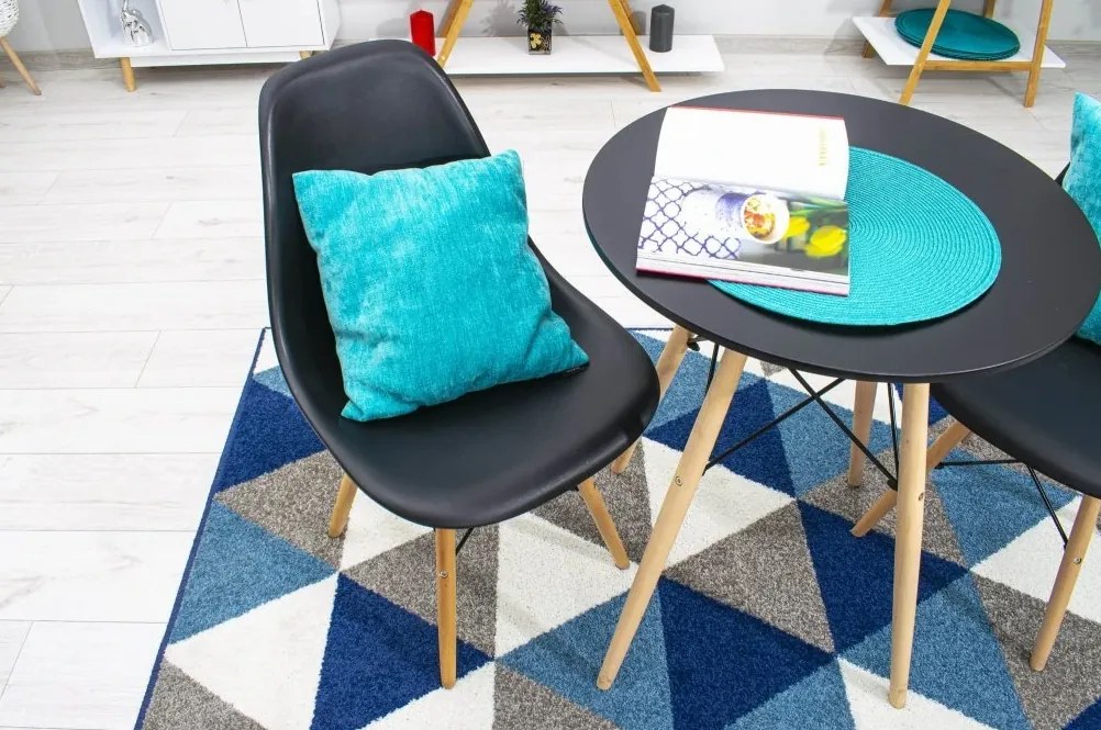 Jedálenský stôl 60 cm čierny/ hnedé nohy