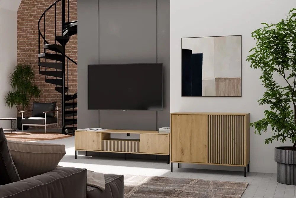 Komoda Kamaro 2D Slim 103 cm II dub Artisan/čierna